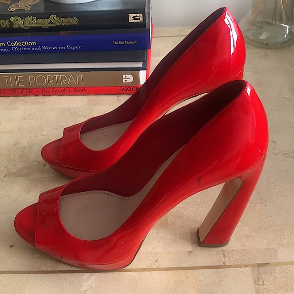 Miu Miu Red Patent Leather Peep toe heels - Picture 3 of 5